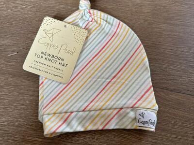 NEW Copper Pearl Rainee Striped Top Knot Baby Hat