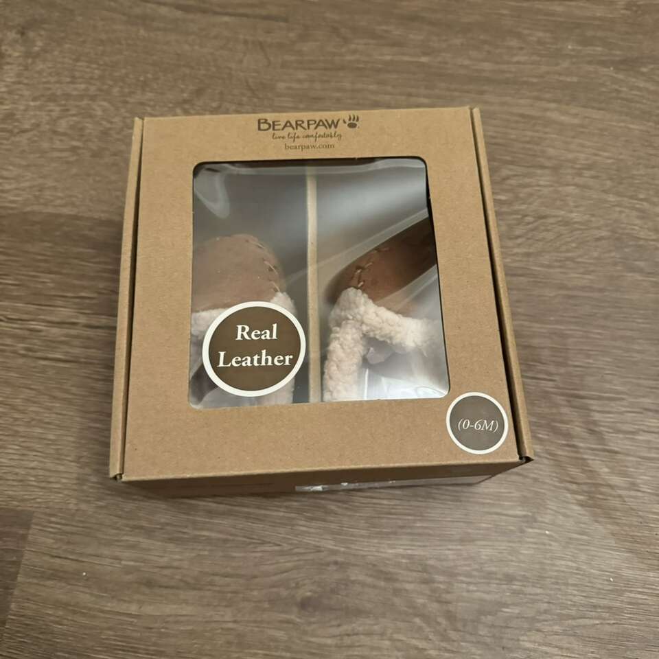 Bearpaw Real Leather Baby Slippers Size 0-6 Months