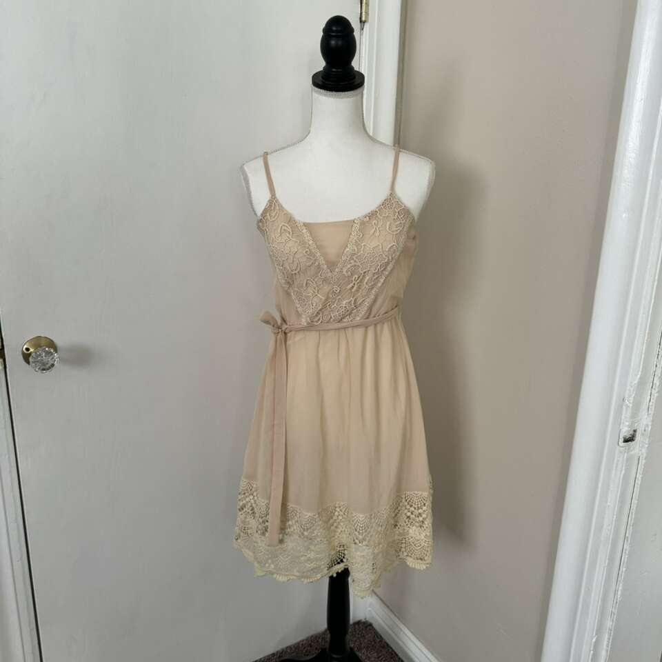 Charming Charlie Beige Lace Summer Dress Size S
