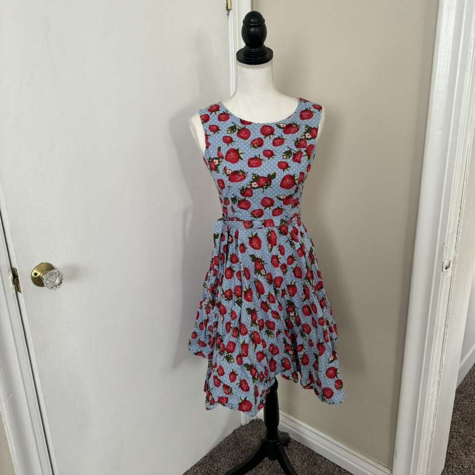 Fifties Chic Strawberry Swing Summer Dress Size S