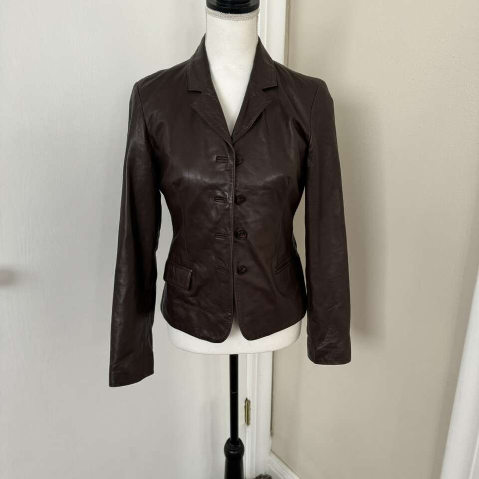 Harold’s Brown Vintage Leather Jacket Blazer XS