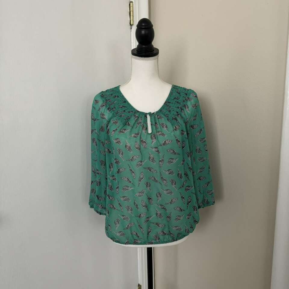 Banana Republic Women's Blouse With Finch Birds