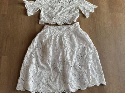 ZARA WOMAN Whi Eyelet Cut Out Lace Embroidered