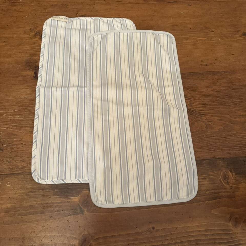 Pottery Barn Kids Set of 2 Blue Stripe Burp Cloths