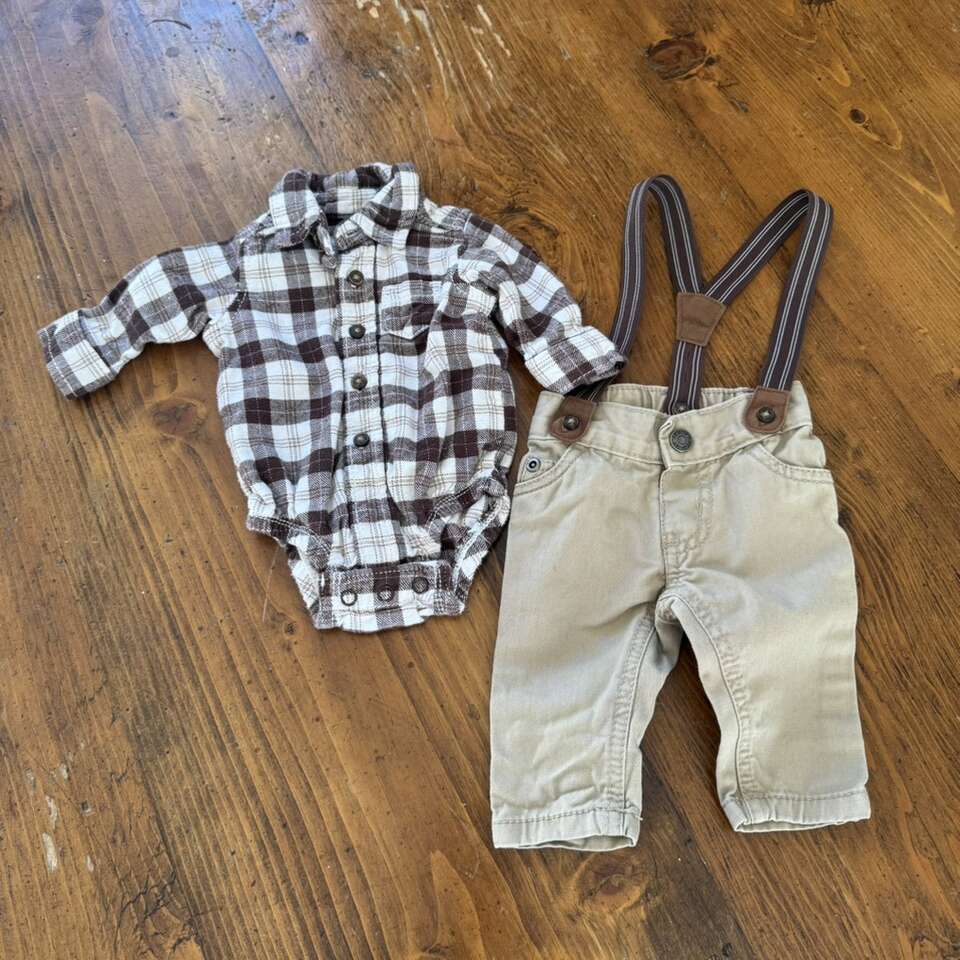 Carter's Baby Boys' 3 Piece Brown Dress Me Up Set