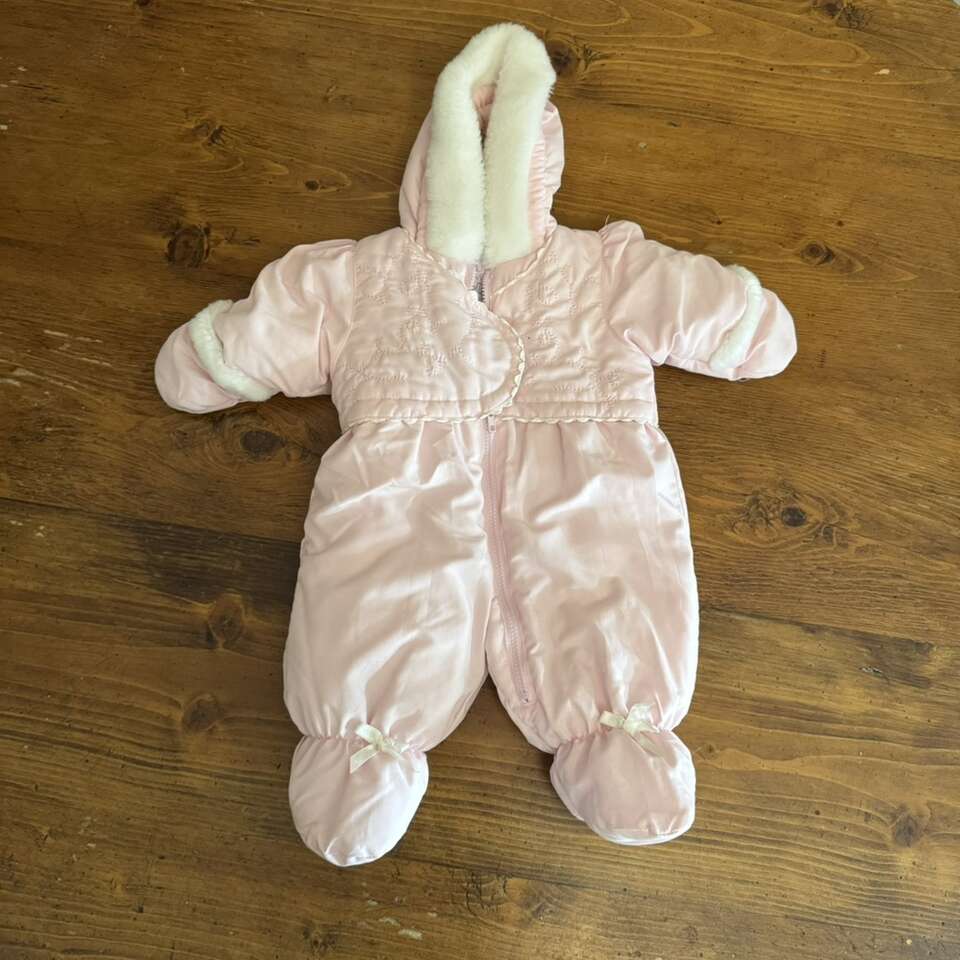 Vintage Casual Time Baby Pink Snowsuit Winter 3/6m