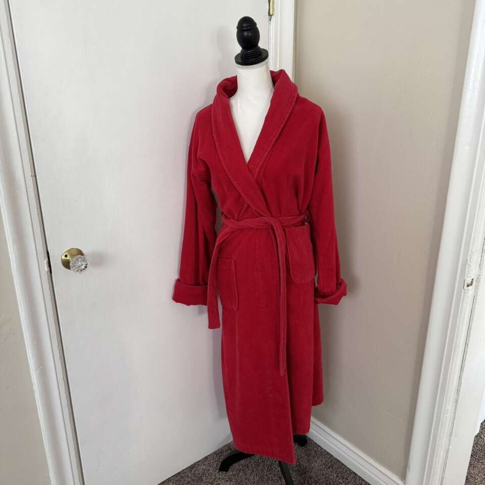 Y2K Victoria's Secret Red Velour Robe Cotton Med
