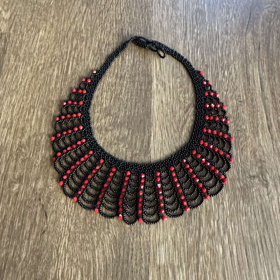 Dissent Collar Beaded Statement Necklace / Black