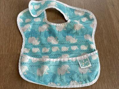 Bumkins Washable Blue Baby Bib with Whales