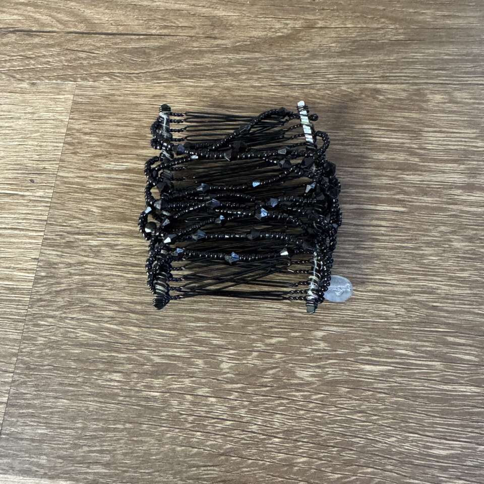 Elegant Black Beaded Hair Comb Clip Stretchable