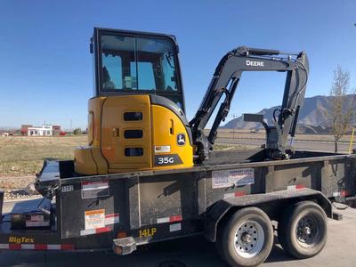 Deere Mini Excavator and dump trailer combo for rent! - easy to load/unload