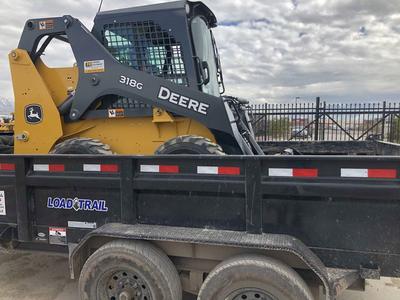 Bobcat and dump trailer combo rental. Skid Steer loads right into dump trailer, Save $$