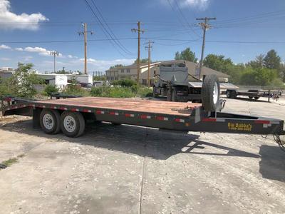 Deck over flatbed car hauler trailer for rent. 22 foot bumper pull. Great for towing trucks and wide loads!