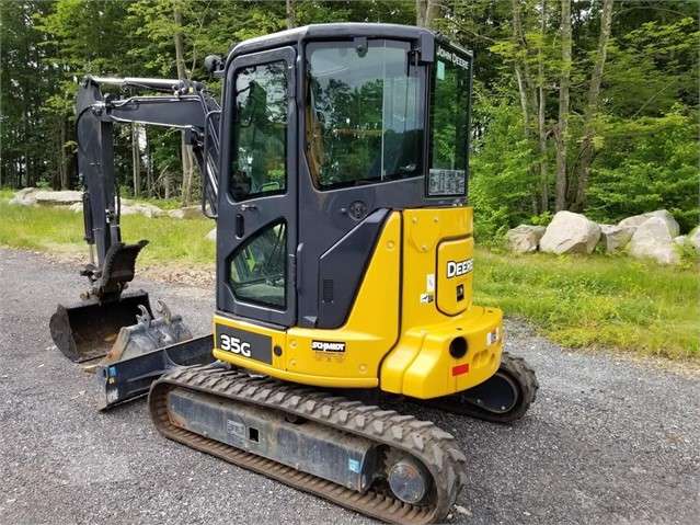 Deere 35G mini excavator for rent. Has cab, thumb, 8300 lbs. Great for any size project.
