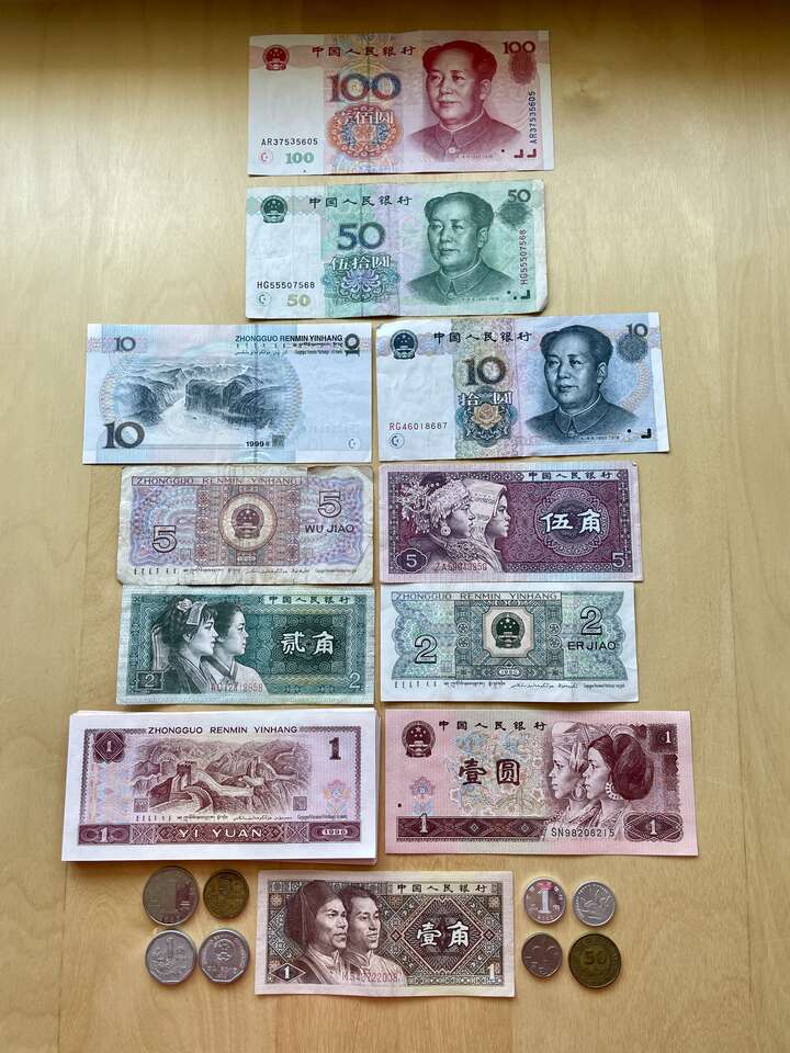 Foreign Coins and Banknotes Bills Dollars