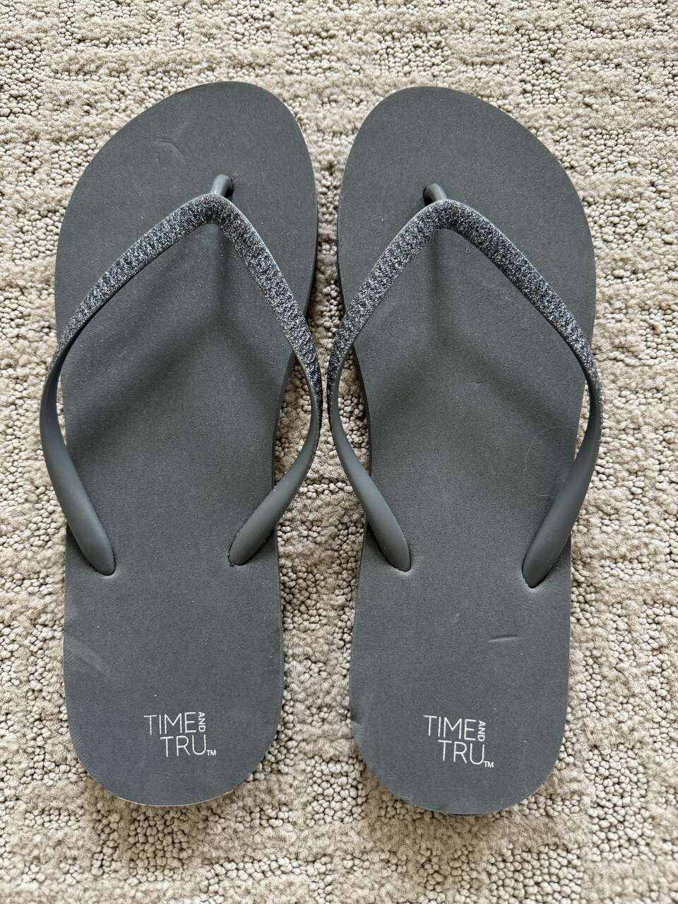 Gray Womens Flip Flops size 9-10  NEW