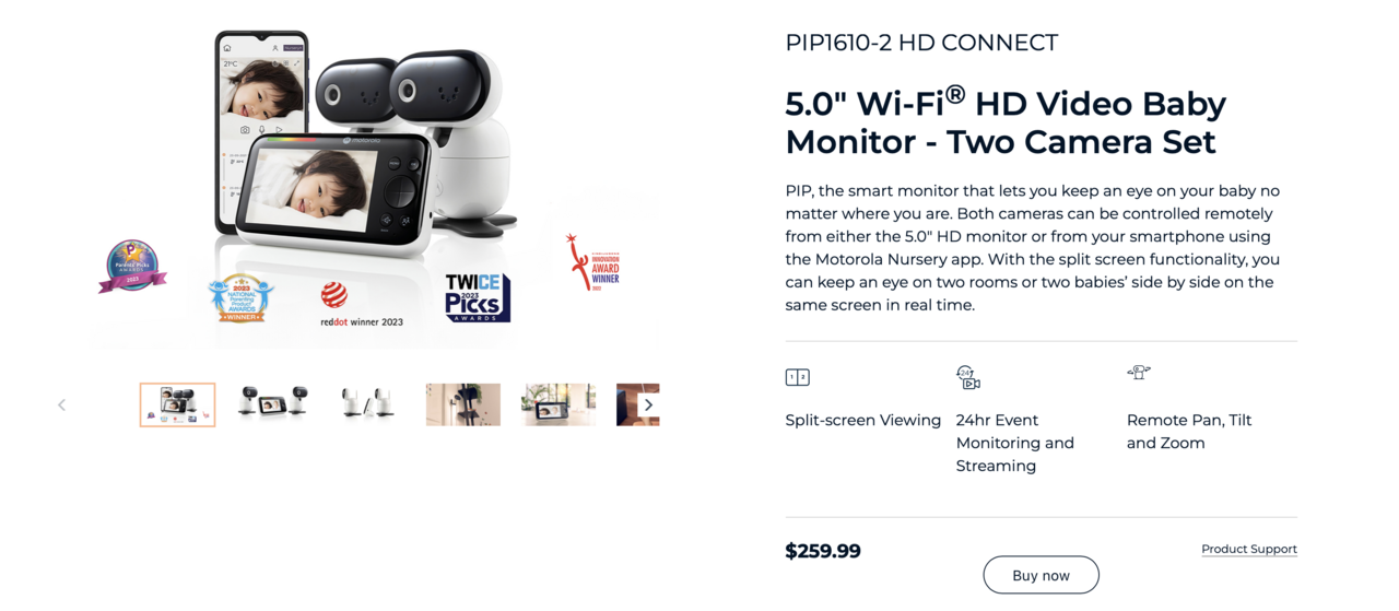 Motorola PIP1610-2 HD CONNECT BABY MONITOR
