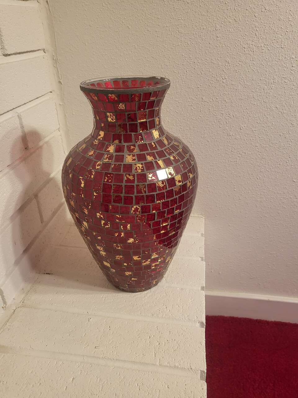 Large Red/Gold Tile Mosaic Vase