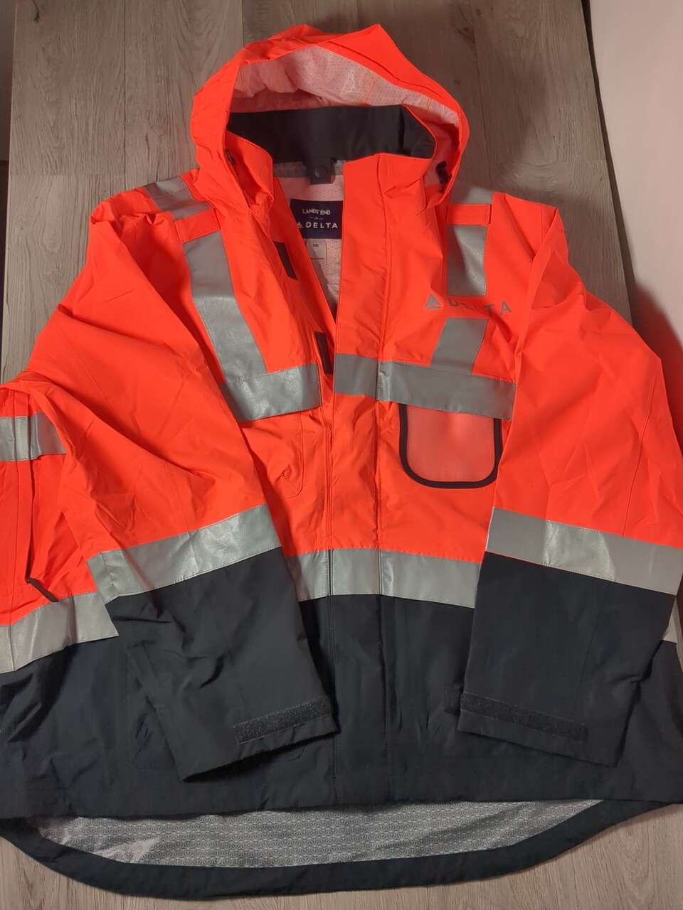 Delta Airlines Lands End Heavy Windbreaker Jacket Mens XXL Ramp Reflective High Vis