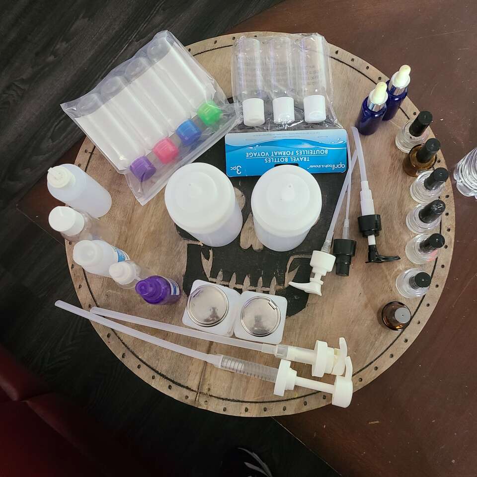 Empty Bottles, Pumps Nail Salon, Spa Supplies