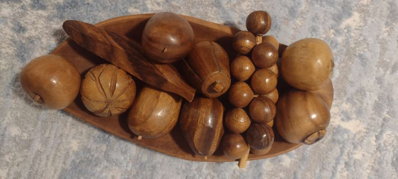 Mid-century wood fruit bowl