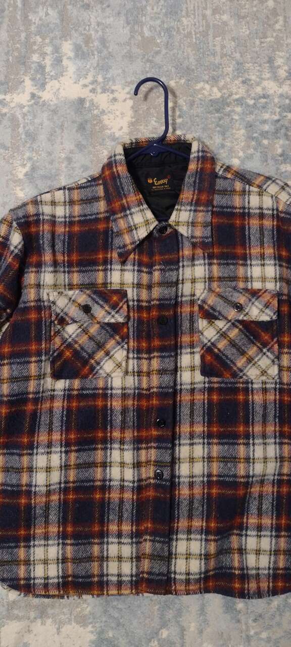 Vintage envoy men's heavy plaid wool long sleeve shirt