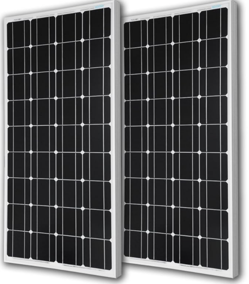 Renogy 2 Pieces 100W Monocrystalline Photovoltaic PV Solar Panel Module, 12V Battery Charging
