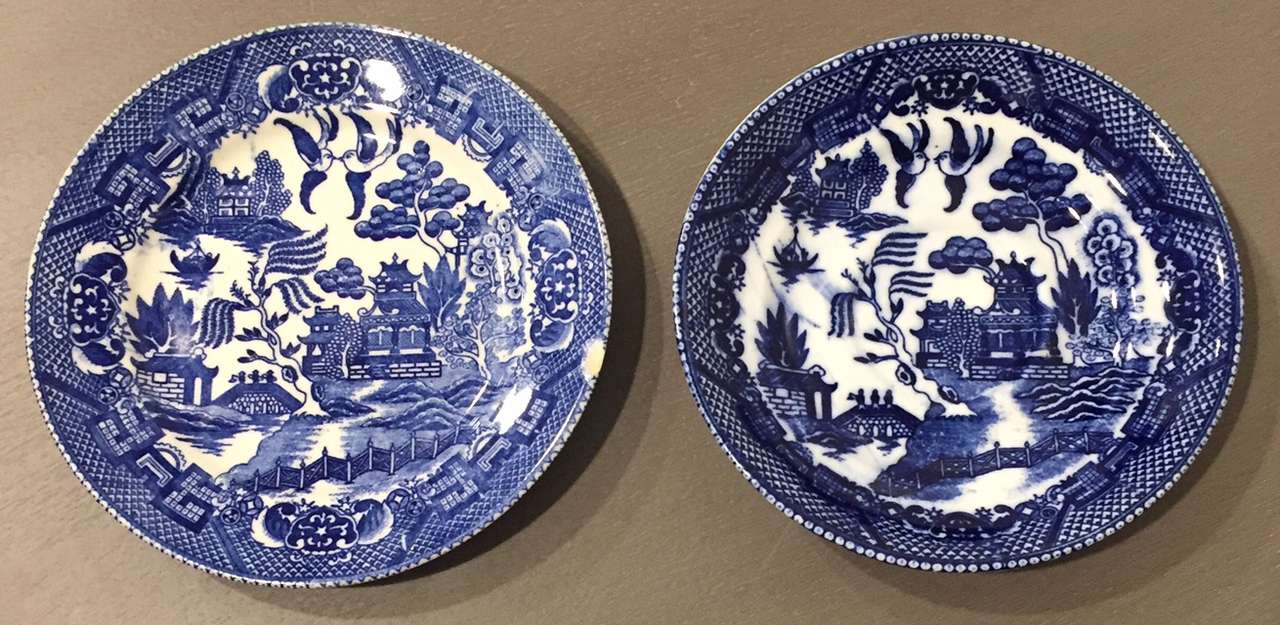 Vintage Blue Willow Pattern Plates Japan Cobalt