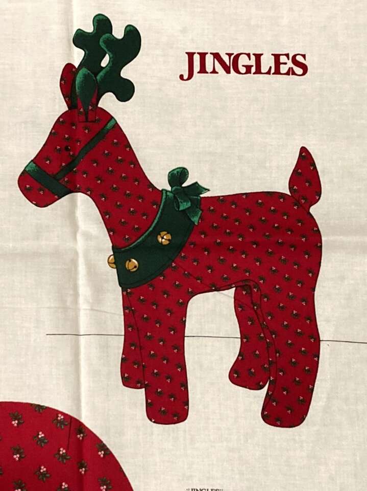 Cut & Sew Reindeer Plush Doll Vintage Panel
