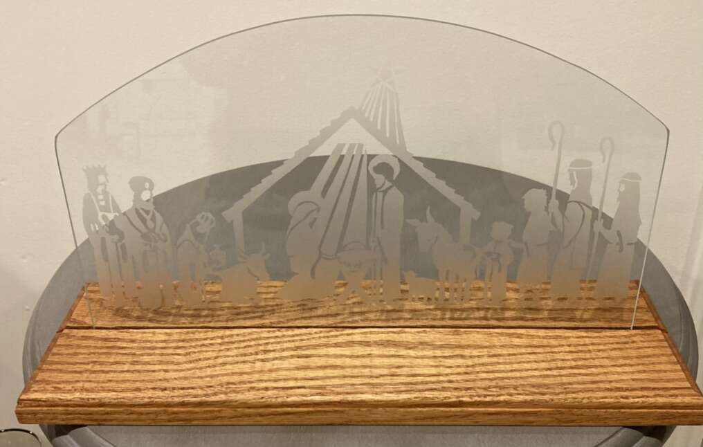Etched Glass Nativity Scene Backdrop Display