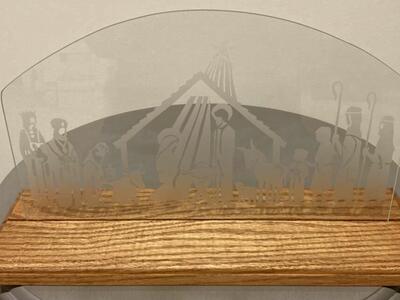 Etched Glass Nativity Scene Backdrop Display