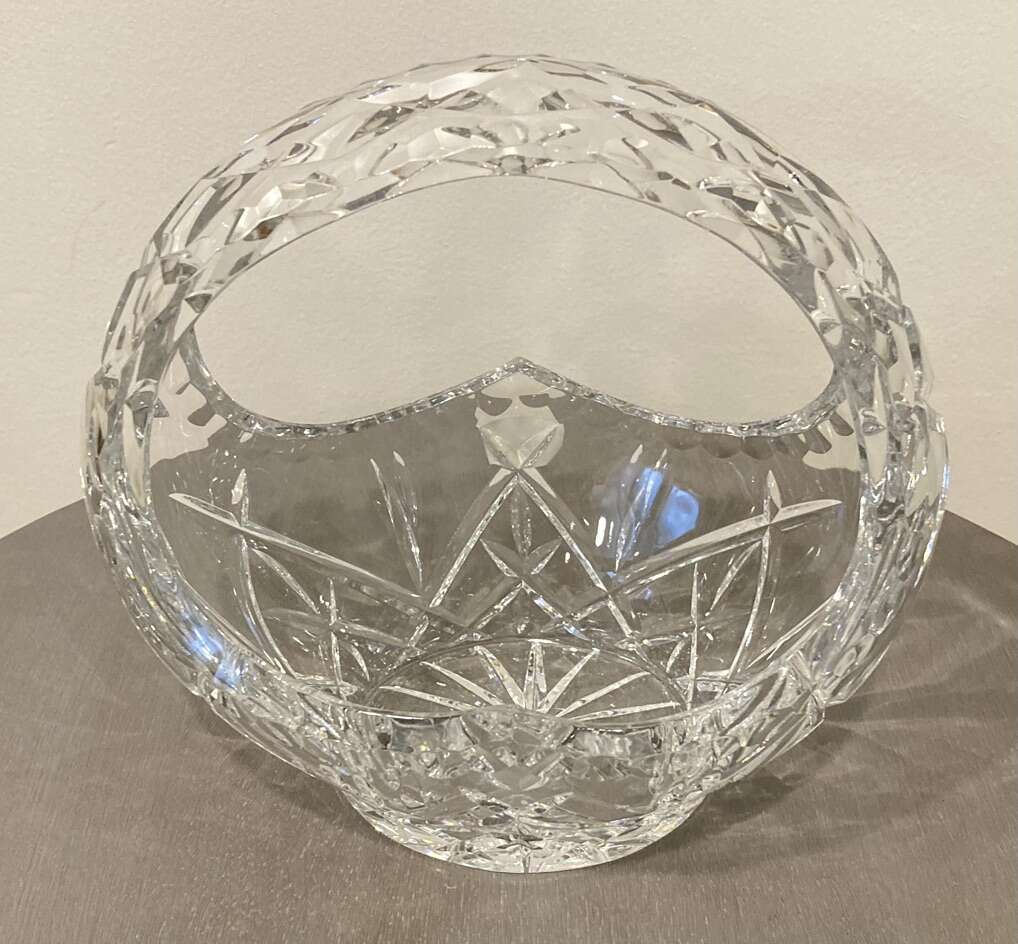 Polonia Vintage Crystal Basket Vase Candy Dish