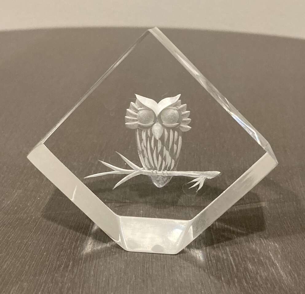 3D Laser Etched Owl Crystal Glass Figure