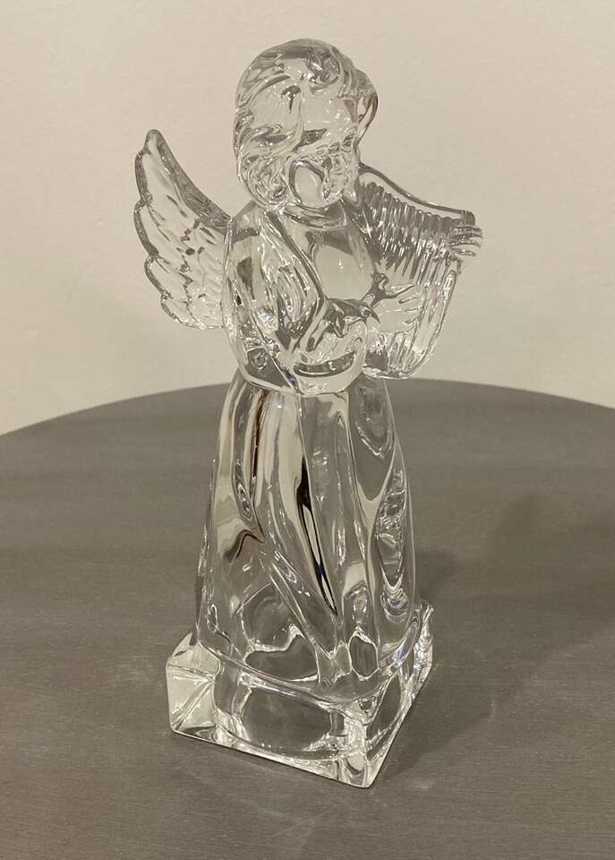 Vintage Mikasa Crystal Christmas Angel Harp Statue
