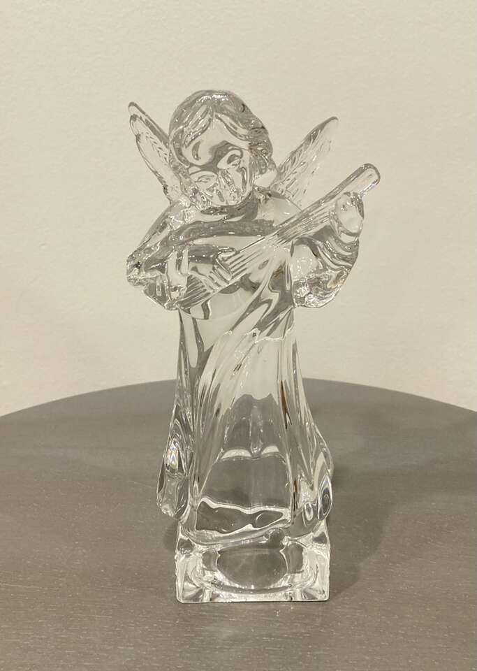 Vintage Mikasa Crystal Statue Mandolin Angel