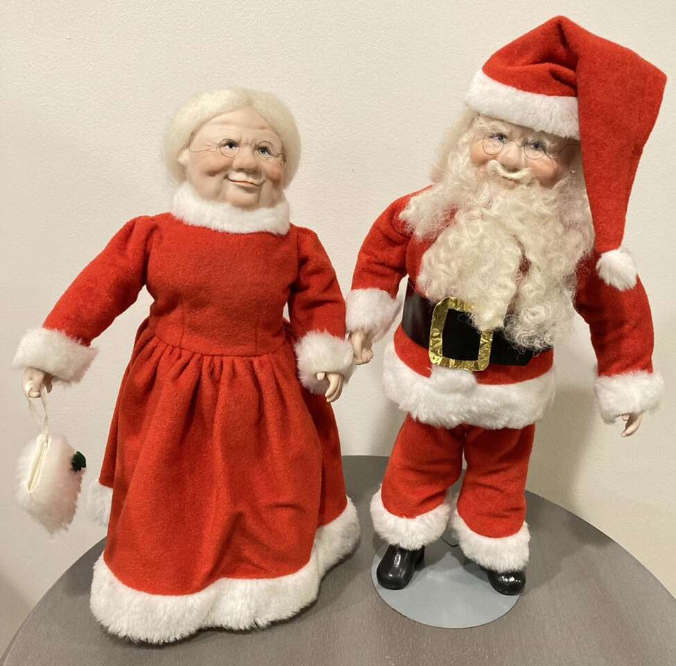 Vintage Santa and Mrs Claus Porcelain Dolls