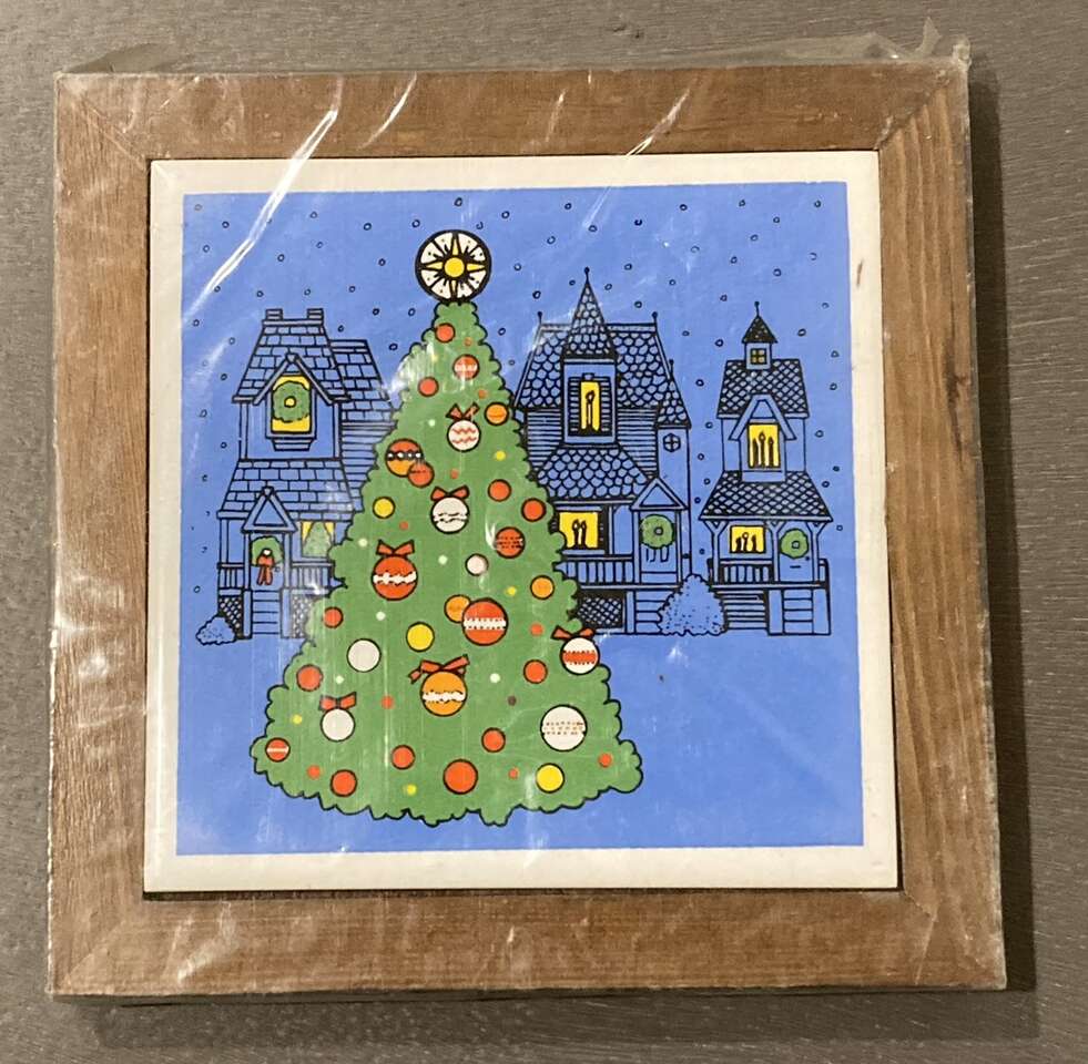 Vintage 1980s Ceramic Tile Christmas Tree Trivet