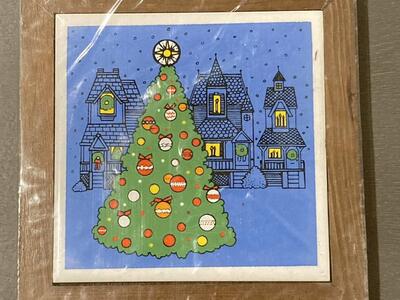 Vintage 1980s Ceramic Tile Christmas Tree Trivet