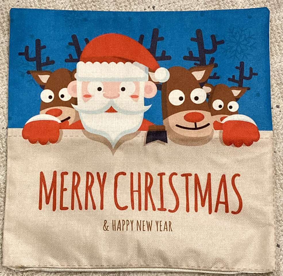 Canvas Pillow Cover Christmas Santa Claus Rudolph