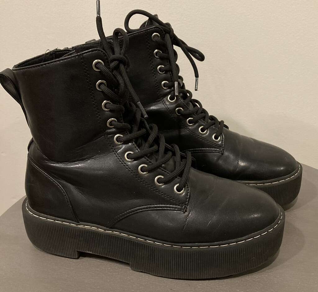 Divided Black Combat Boots Womens Size 8 H&M