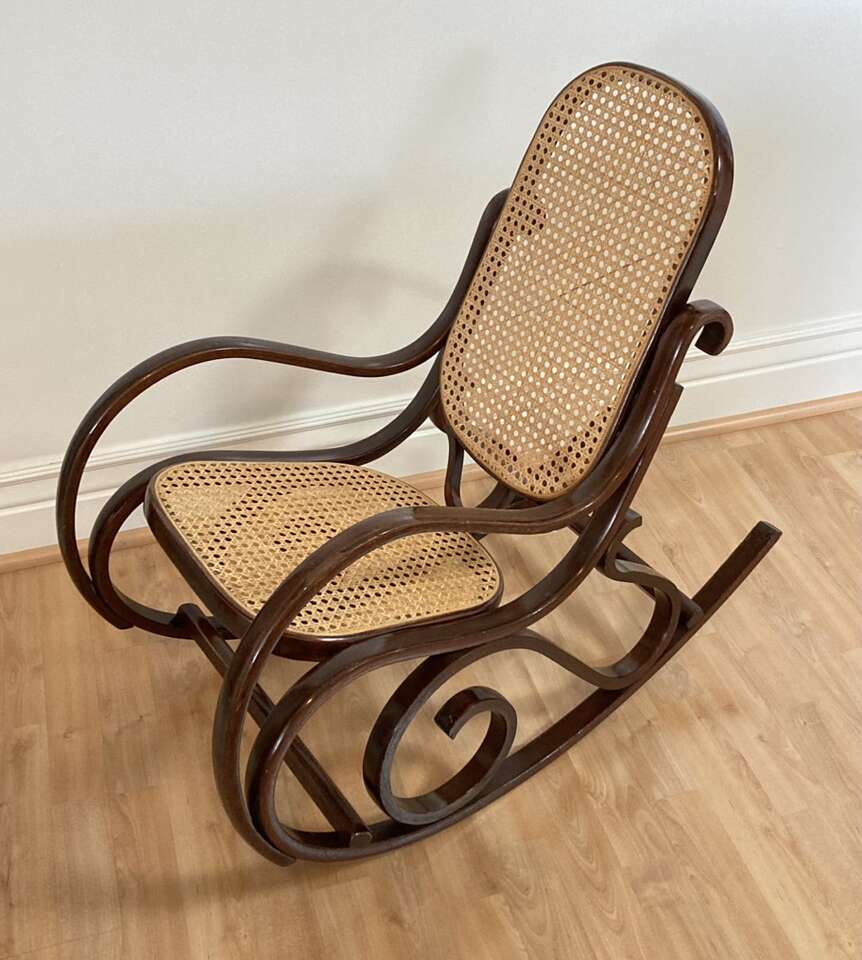 MCM Vtg Childs Size Bentwood Cane Rocking Chair
