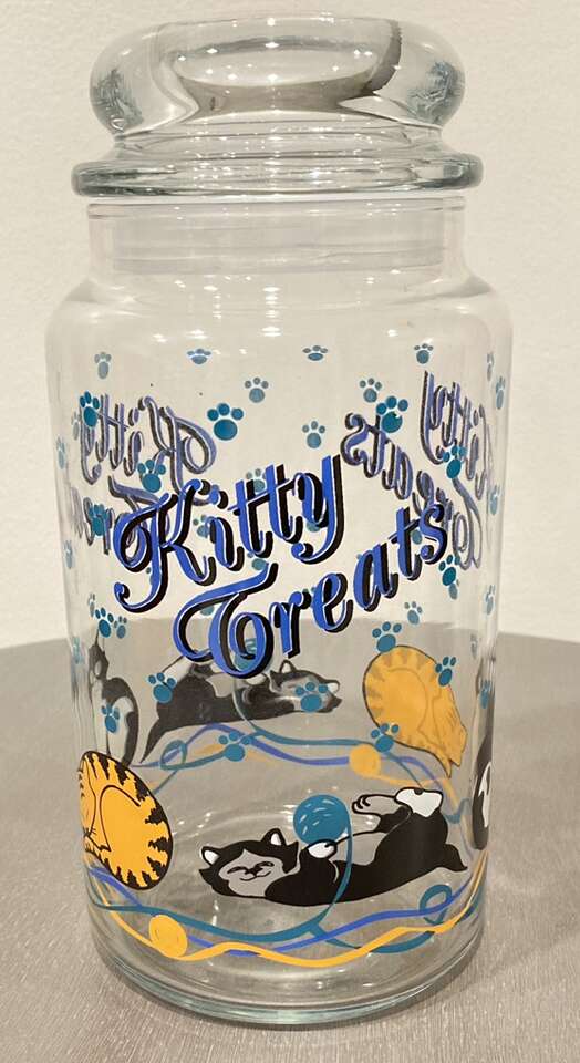 Vintage Anchor Hocking Kitty Cat Glass Treat Jar
