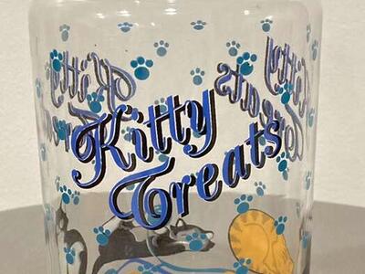 Vintage Anchor Hocking Kitty Cat Glass Treat Jar