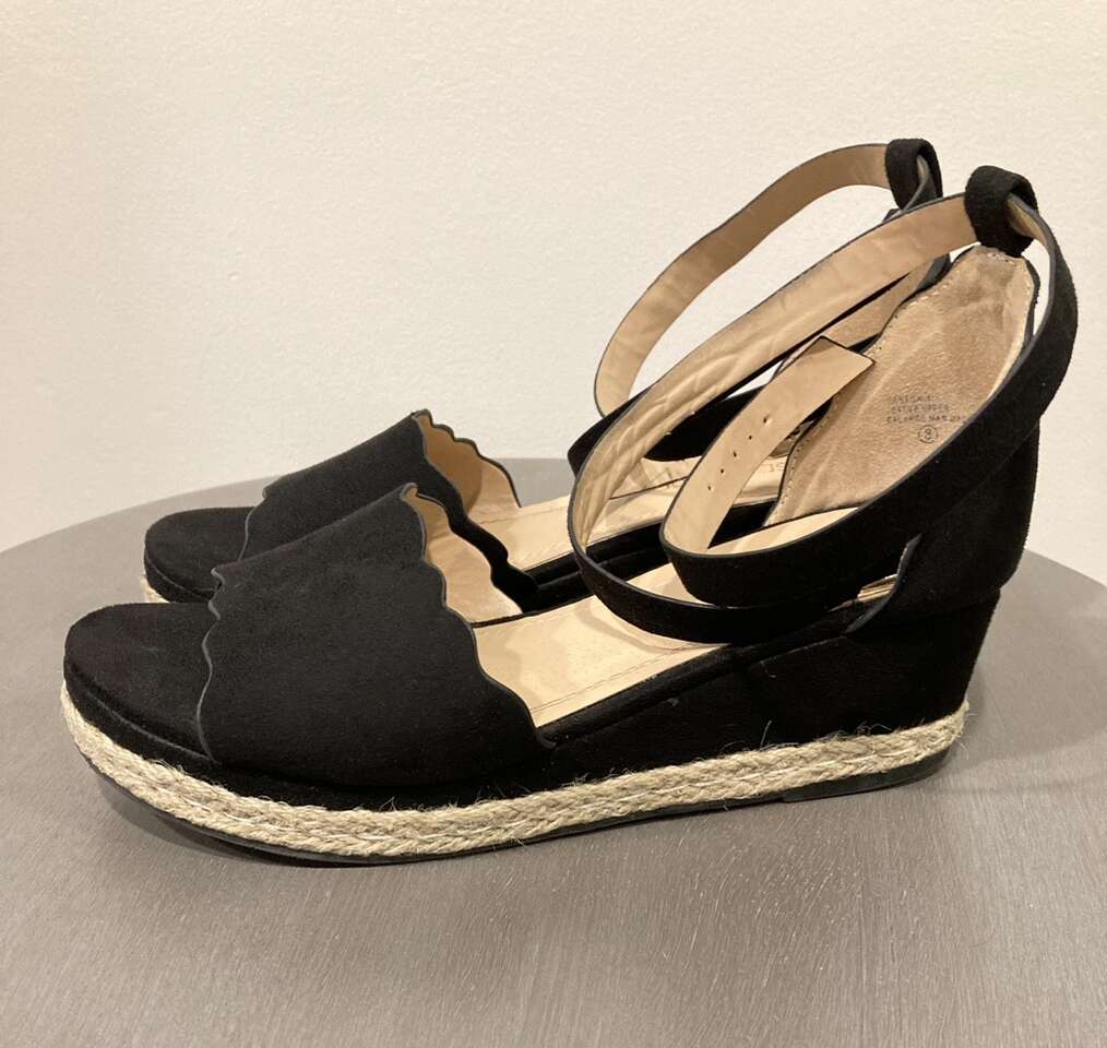 Black Suede Espadrilles Womens Size 8 Sandals