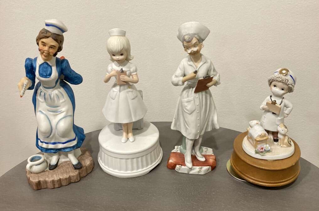 Vintage Nurse Figurines Music Box Lefton RN Gifts