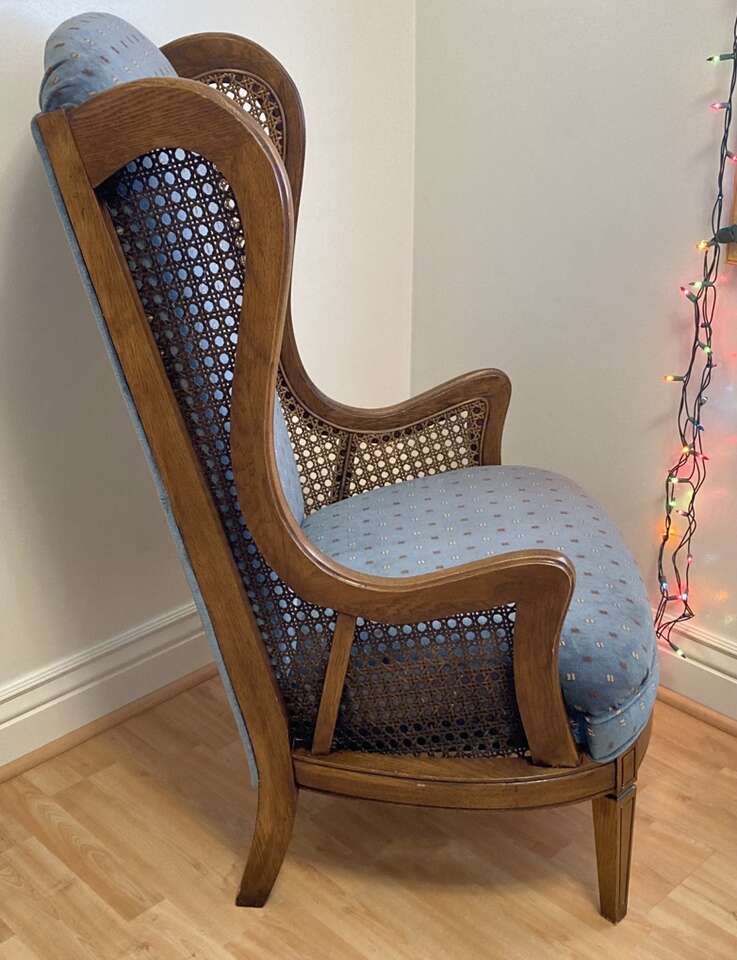 1960s Lewittes Cane Wingback Throne Chair
