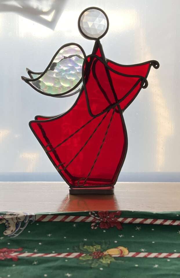Vintage Stained Glass Angel Christmas 8 Figure