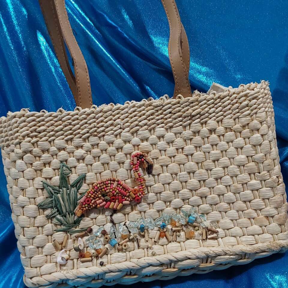 Flamingo Straw Bag