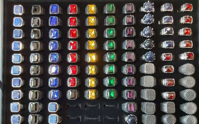 Men's Stainless Steel Rings w/Gemstones by Renee