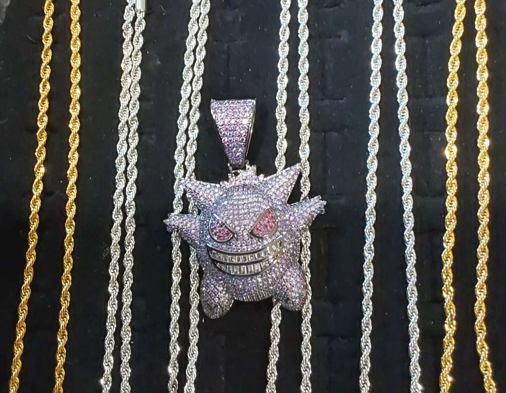 Silver Pokeman Geng Ghost Necklace Chain by Renee